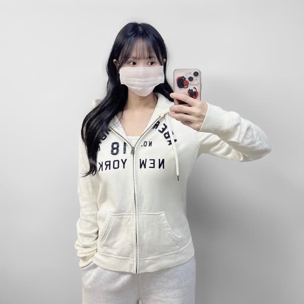 아베크롬비 아치 로고 후드집업 화이트