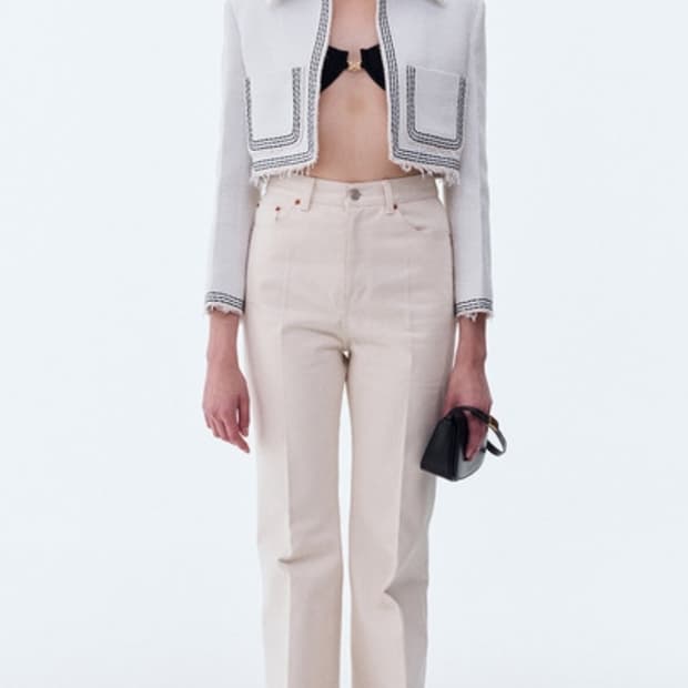 렉토 자켓 TARA EMBROIDERY TWEED CROP JACKET