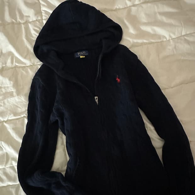 폴로 랄프로렌 니트 후드집업 네이비