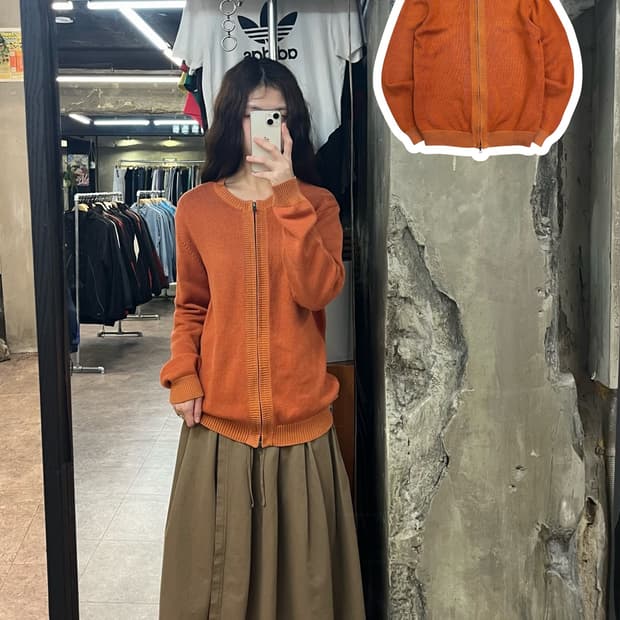 에디바우어 니트 집업 자켓 오렌지 S #csz2490