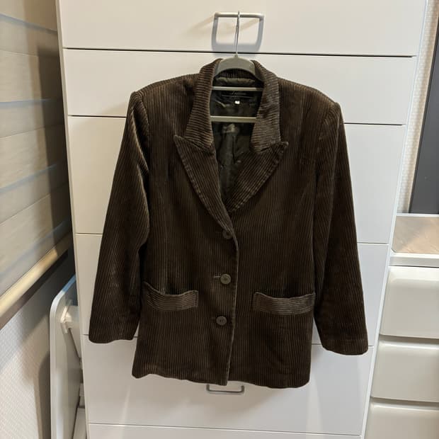 Leilian 카키 코듀로이 자켓