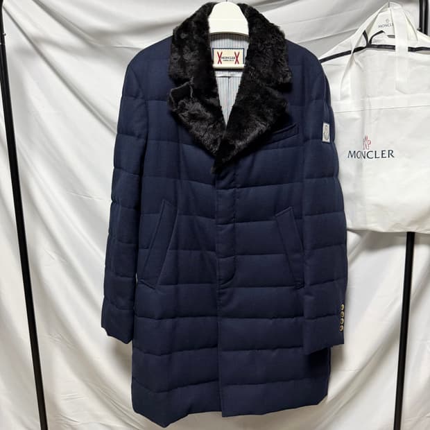 [S+급/3] 몽클레어 감마블루 체스터 패딩 코트 네이비