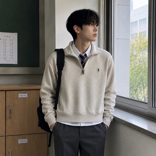 폴로 니트 반집업
