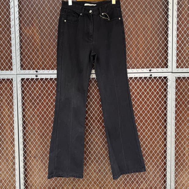 인스턴트펑크 흑청 라인 세미 부츠컷 데님 팬츠 2