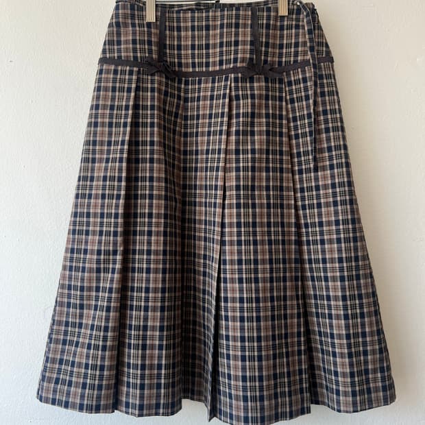 비터셀즈 BITTER CELLS 여성  브라운체크 미디스커트 플리츠스커트