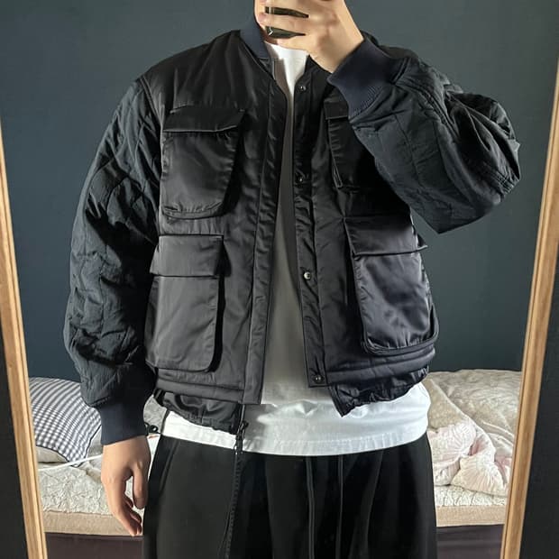 [새상품]언어펙티드 패디드 레이어드 플라이트 자켓 네이비