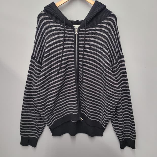 dscompany 스트라이프 니트 후드 집업