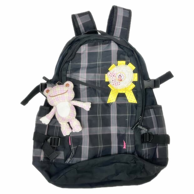 블랙핑크 체크패턴 백팩 + 핑크 피클더 프로그 키링 🐸