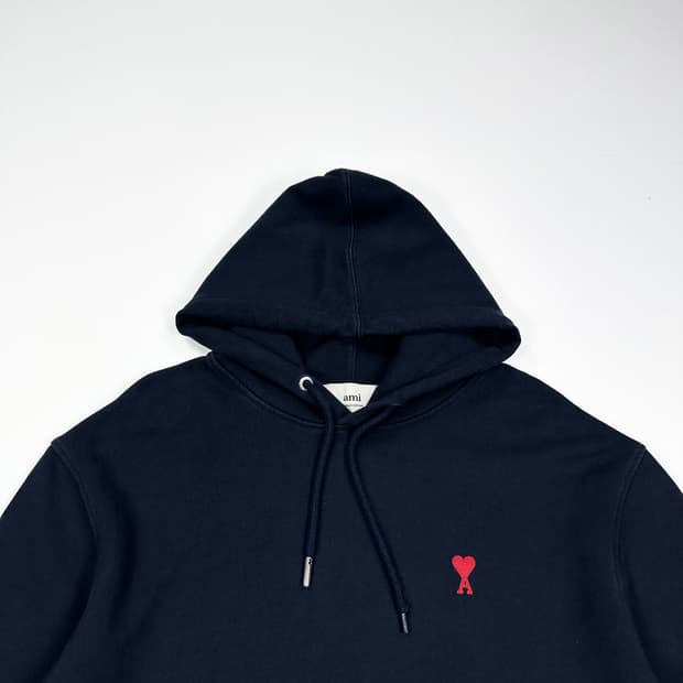 아미 시그니처 스몰 하트 로고 네이비 후드티 (M)
