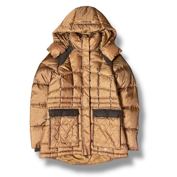 콜롬비아 여성 옴니쉴드 브라운 구스 다운 패딩 S