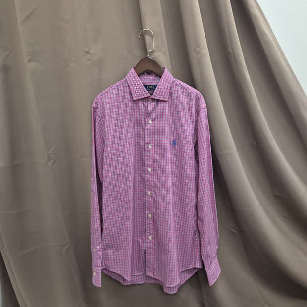 폴로 랄프로렌 깅엄 체크 슬림핏 스트레치 셔츠 M