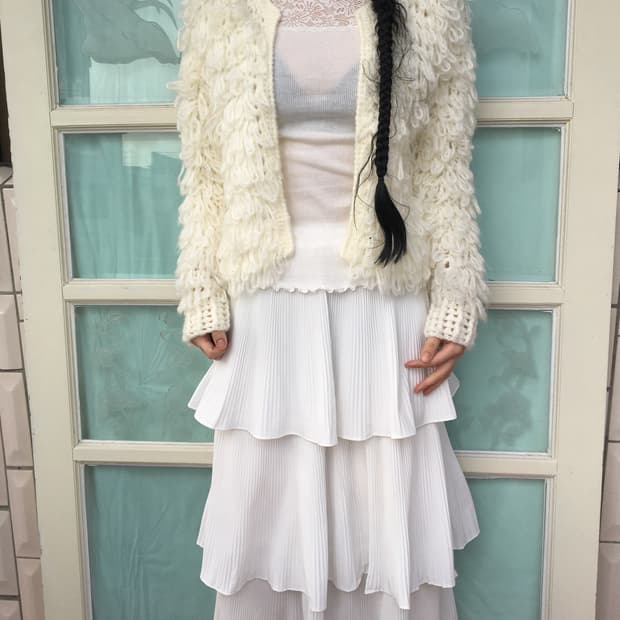 Fluffy open knit cardigan