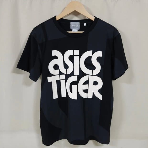 95 ASICS 아식스 타이거 빅로고 반팔티 블랙 차콜그레이
