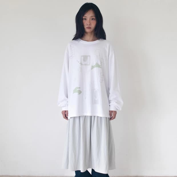 온스카 FLARE RIB SKIRT 플레어 립 스커트 그레이