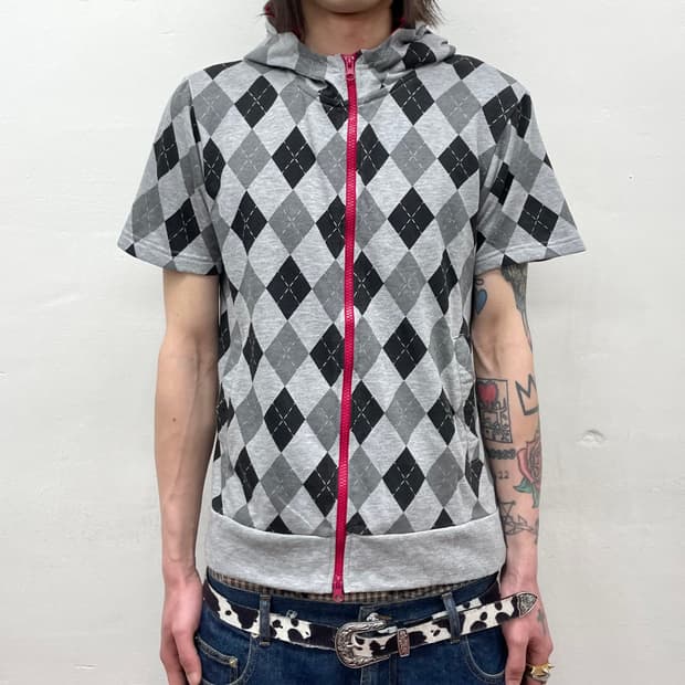 Argyle pink hoodie t-shirt 