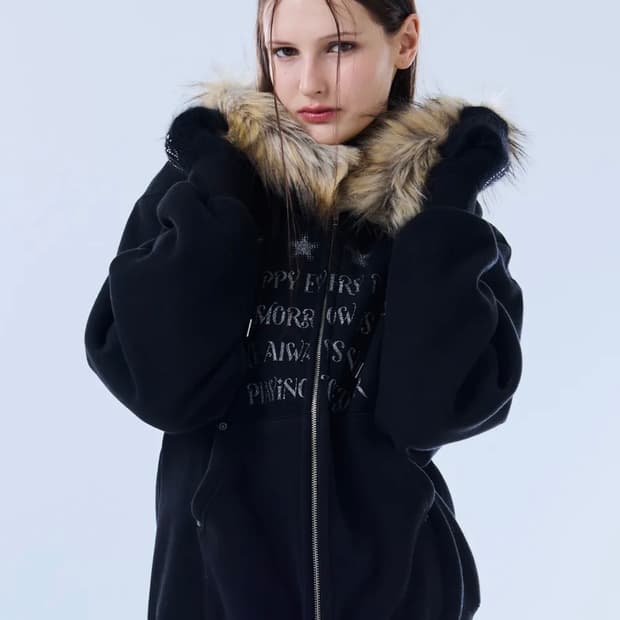FS LETTER HOOD ZIPUP(BLACK)
