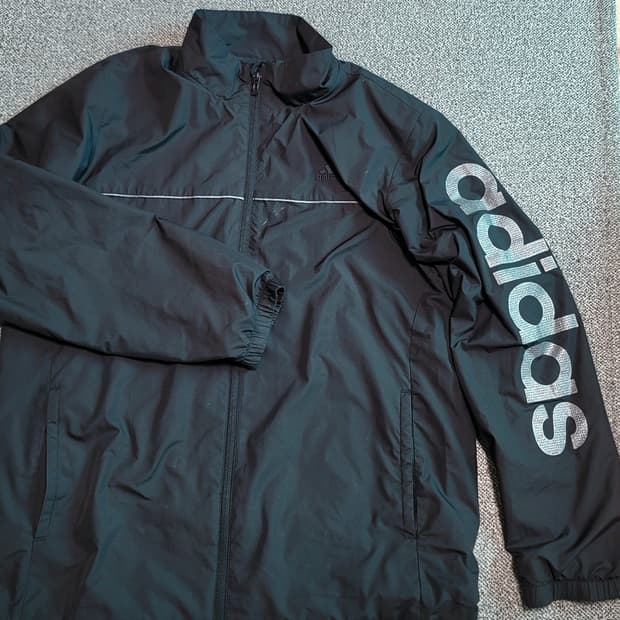 아디다스 러닝  슬리브 레터링 로고 윈드브레이커 자켓  XL