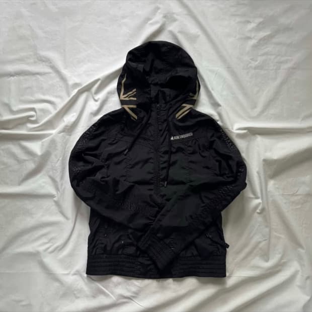 Ask 성조기 하이넥 셔링 바람막이 후드집업 y2K 스트릿 스포티