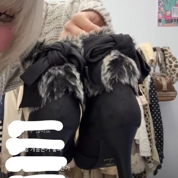 갸루 리본 블랙 구두