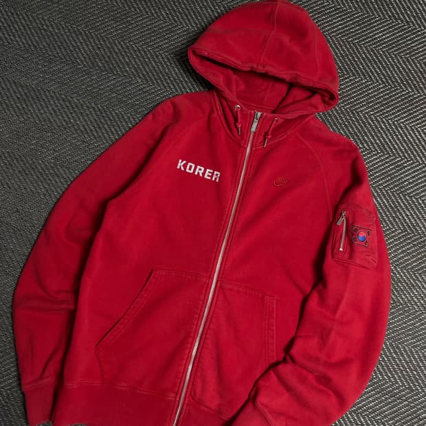 나이키 코리아 국대 스웻 후드집업 레드y 5193