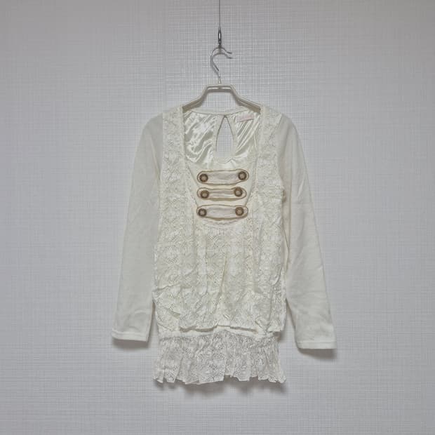 리즈리사 초고전템 히메갸루 레이스견장 탑 아이보리