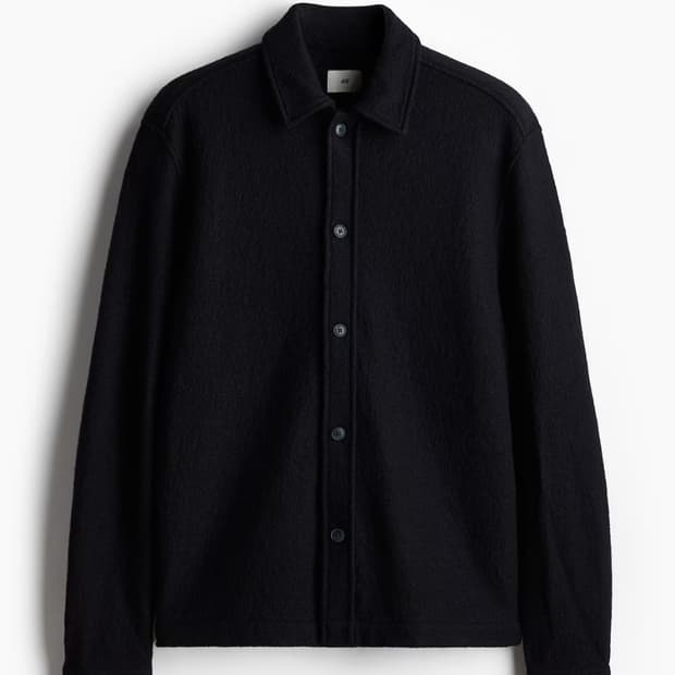 구매] H&M 울 블렌드 오버셔츠 레귤러핏 네이비 블루 123142600