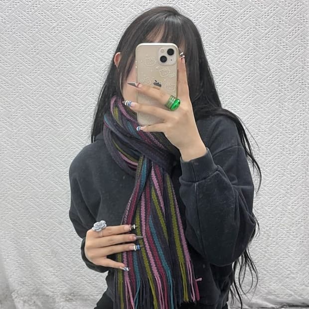 메트로시티 스트라이프 키치 멀티컬러 목도리 C07995