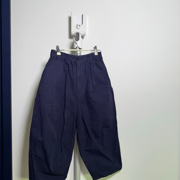 빈티지 아메카지 남색 와이드핏 팬츠