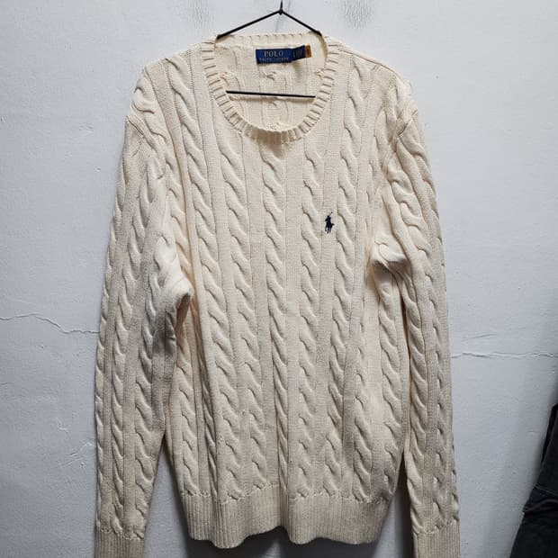 폴로 랄프로렌 꽈베기 아이보리 케이블 니트