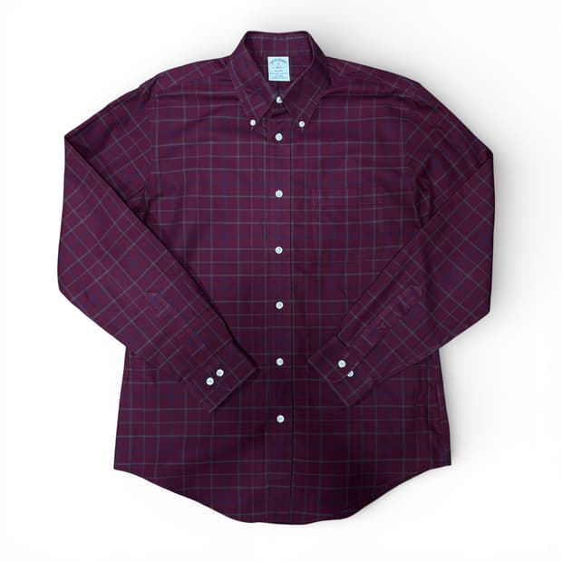M 브룩스브라더스 버건디 체크셔츠