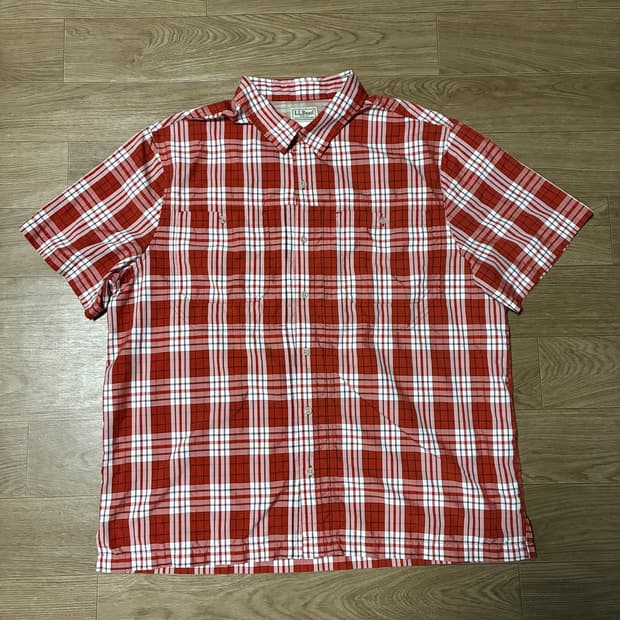 XXL) LL Bean 엘엘빈 체크 반팔셔츠