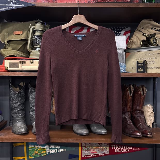 랄프로렌 브이넥 메리노울 앙고라 혼방 울 스웨터 래빗헤어 N317