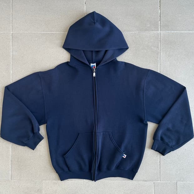 90s 빈티지 러셀 후드집업 네이비 M