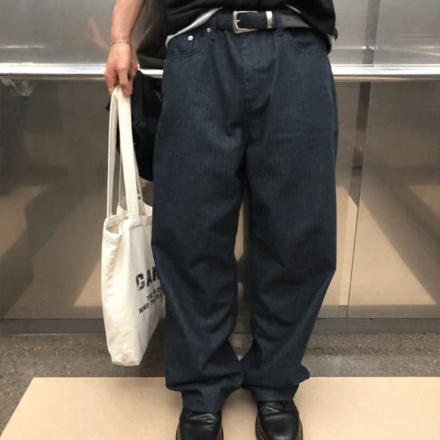 유먼트 스트라이프 와이드 데님 xs