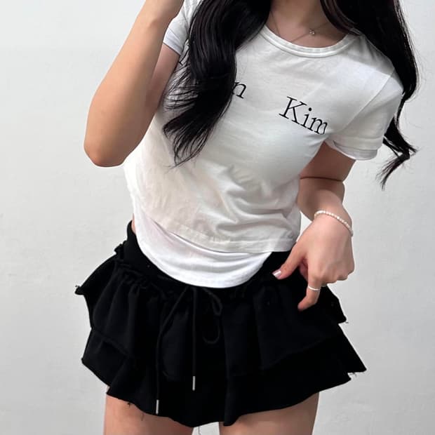 Matinkim 마뗑킴 화이트 크롭 반팔 티셔츠(OS)