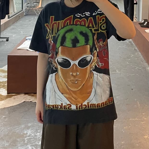 빈티지 슬램덩크 강백호 그래픽 반팔 H2529