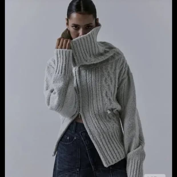 트리밍버드 투웨이 언발란스 니트 그레이 