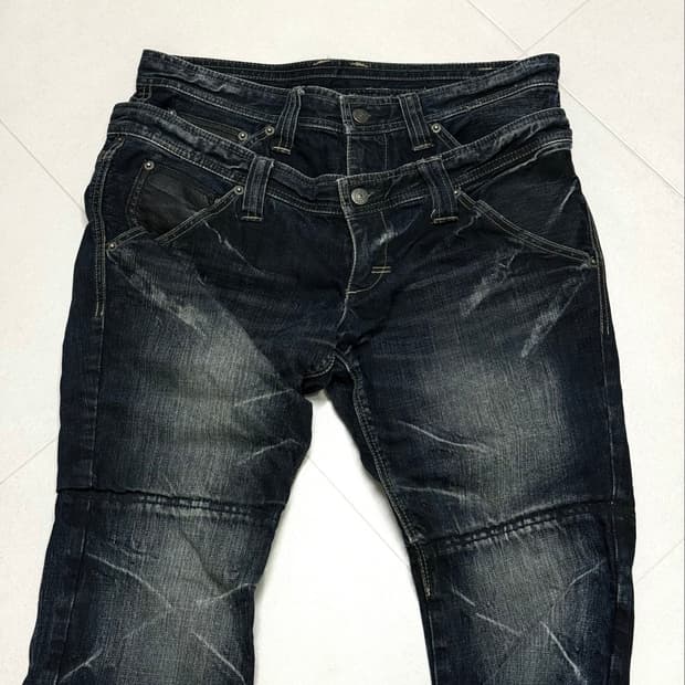 [PPFM] Double waist washed denim pants