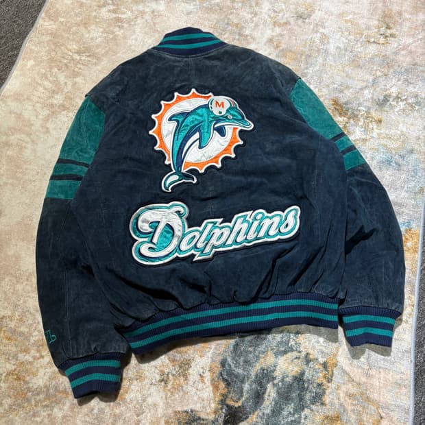NFL 마이애미 돌핀스 바시티 가죽레더자켓