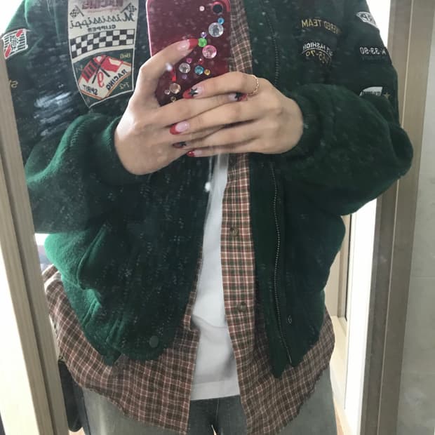 빈티지 레이싱 바시티 자켓