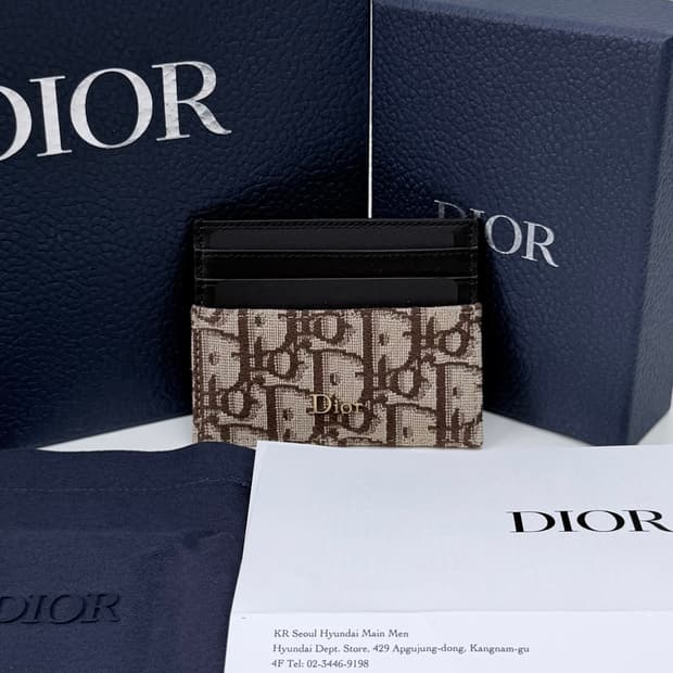 [미사용/선물가능] 26SS 디올 오블리크 자카드 레더 카드지갑 브라운
