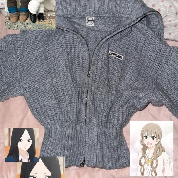 일본빈티지 니트 세라 가디건 갸루체리퀴리쓰리타임즈포어링엔젤넘버555