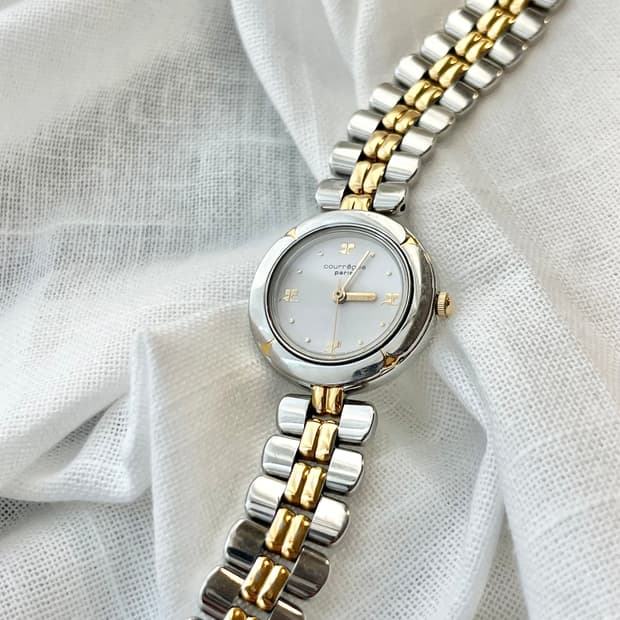 90s 꾸레쥬 로고아워 손목시계 콤비