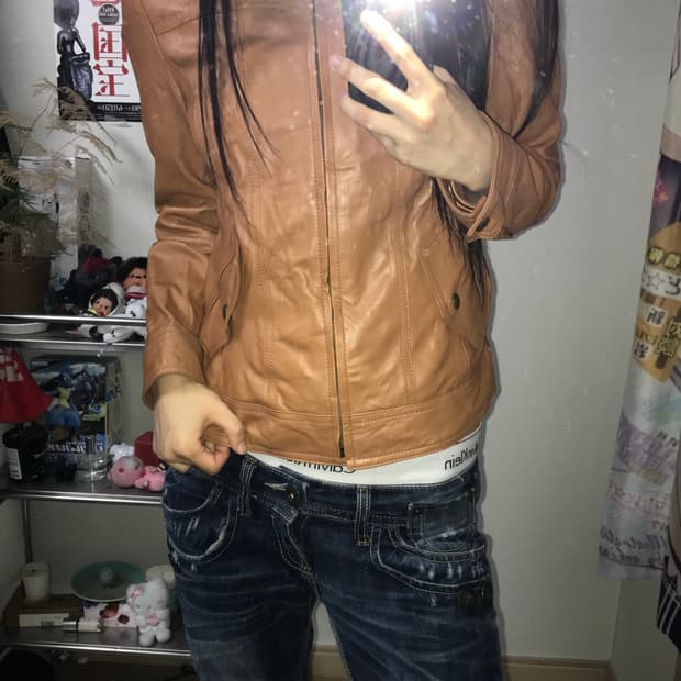 Mujent 램스킨 브라운 레더자켓