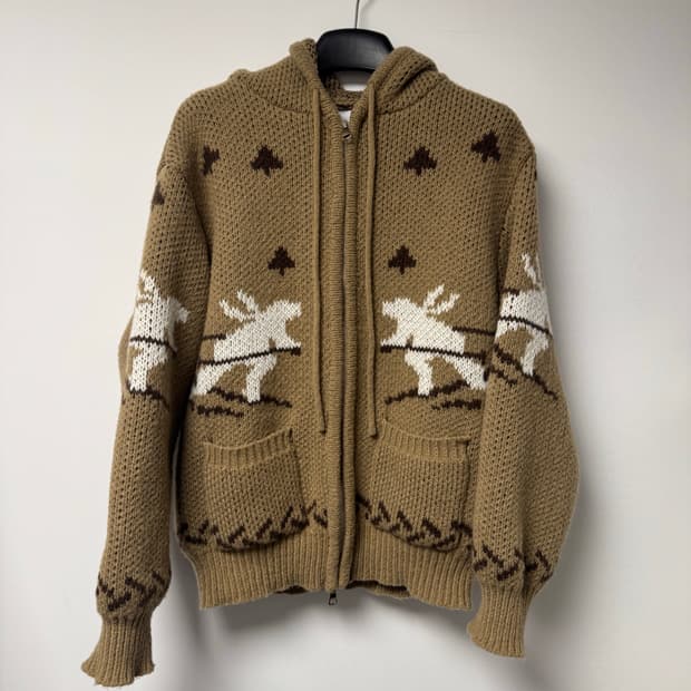 빈티지 패턴 코위찬 후드 노르딕 니트 집업 가디건 F