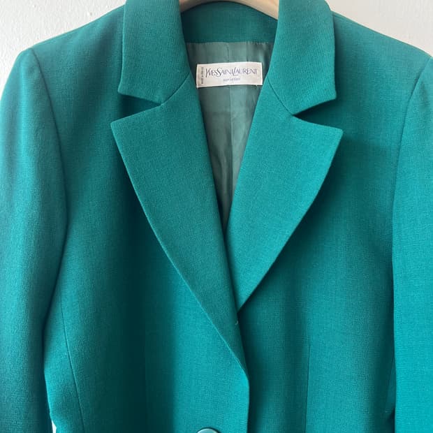 입생로랑 여성 그린 간절기울자켓 싱글자켓 블레이져