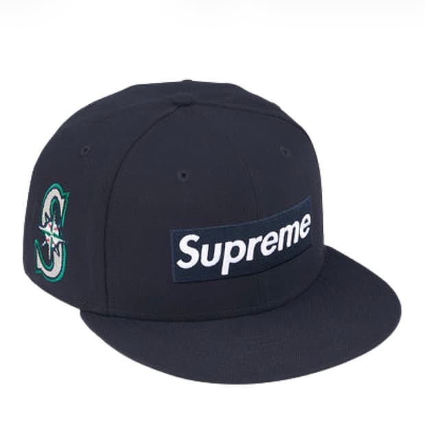 슈프림 x MLB 팀 박스로고 뉴에라 네이비 - 시애틀 마리너스 - 25