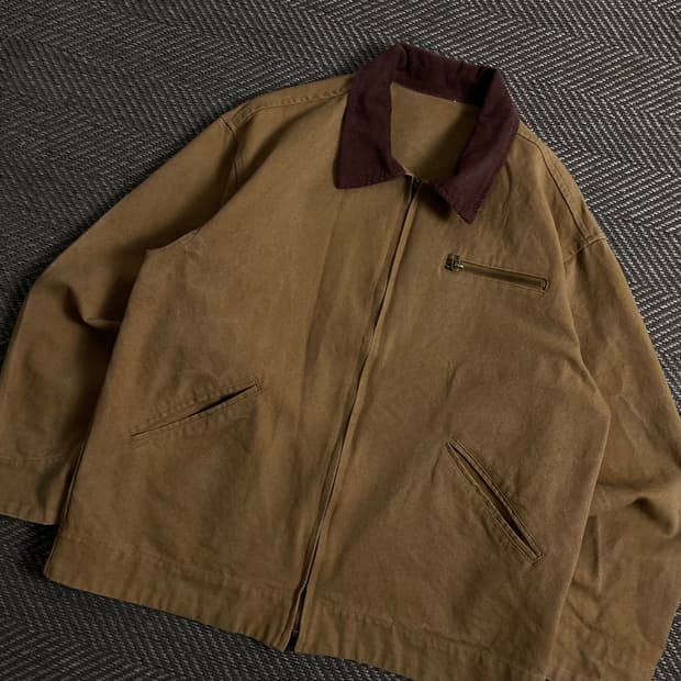 빈티지 올드스쿨 캔버스 워크 자켓 브라운y 3889