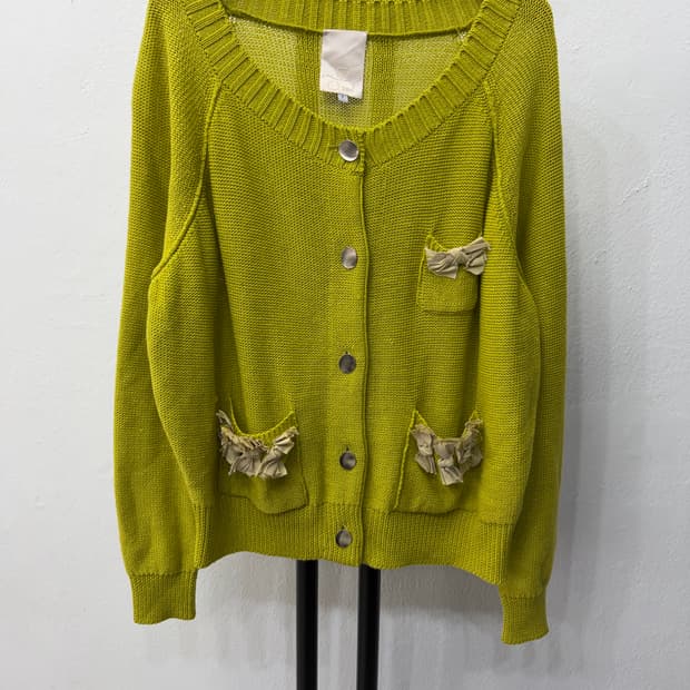 정품) 오즈세컨 한섬 오버핏 리본 장식 니트 가디건 85