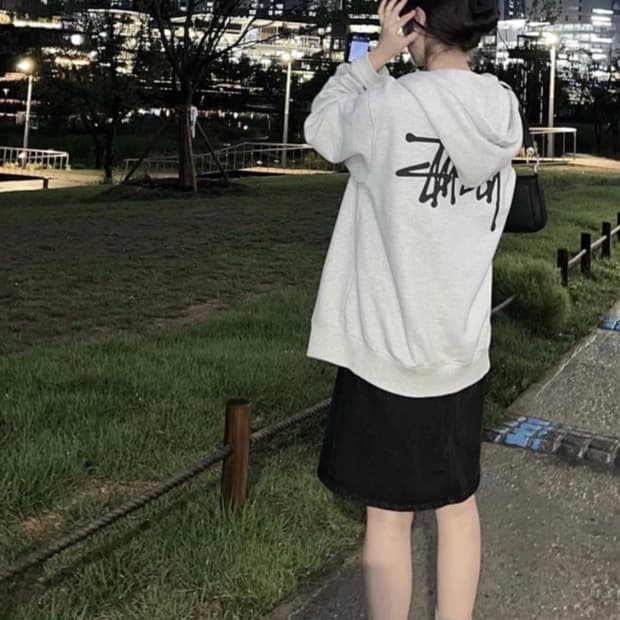 스투시 애쉬헤더 후드집업 L